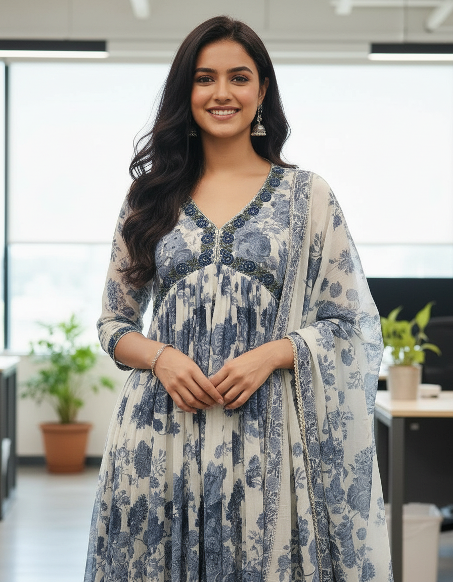 Cotton Anarkali Suit view 5