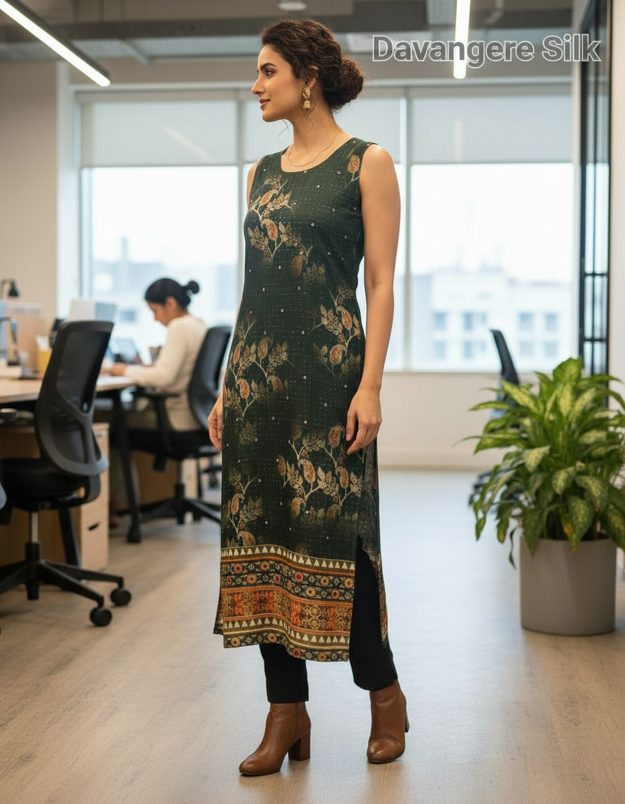 Crepe Silk Kurta By DS view 2