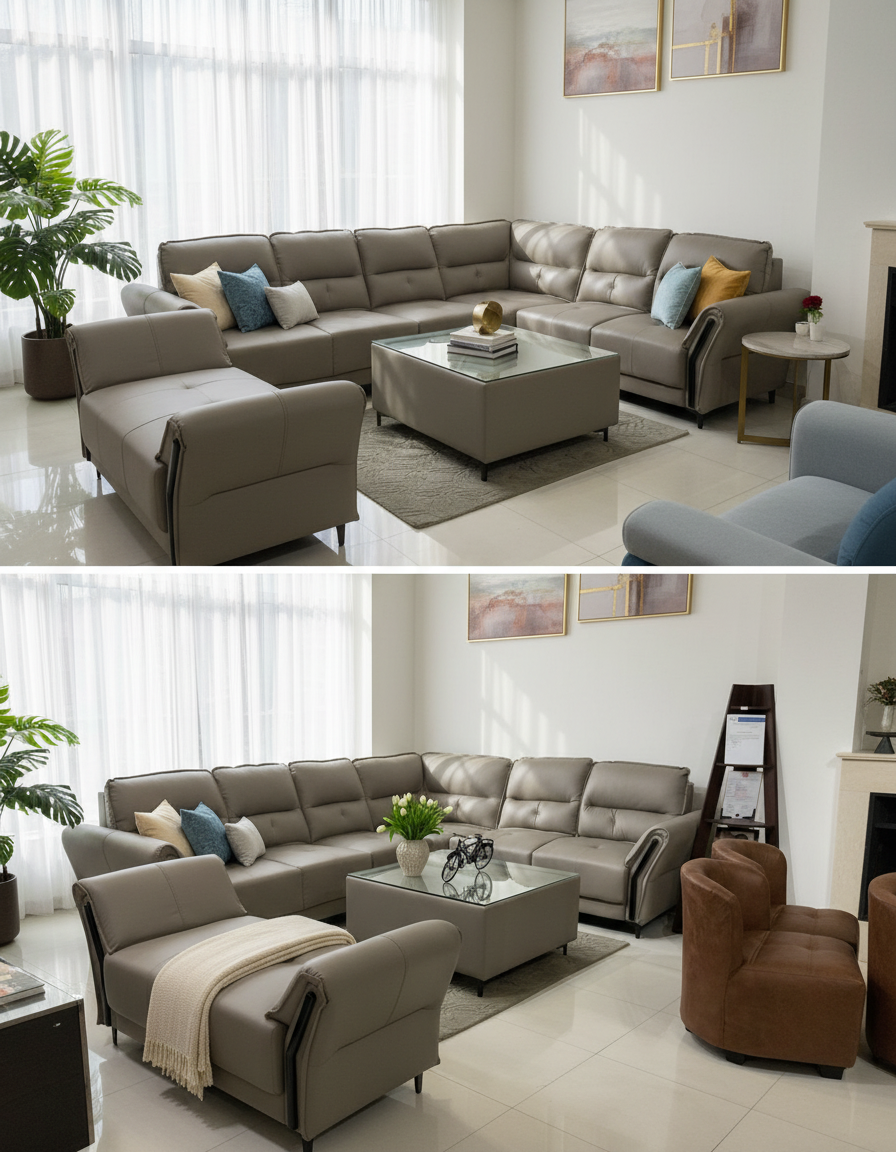 Beige Lshape Sofa