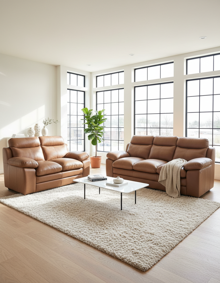 Damro Proxima Leather Sofa Set