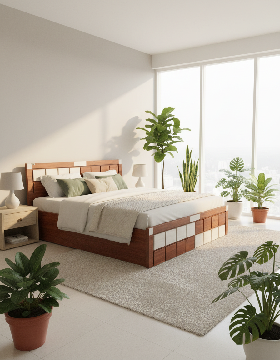 Tseb Block Design King Size Bed