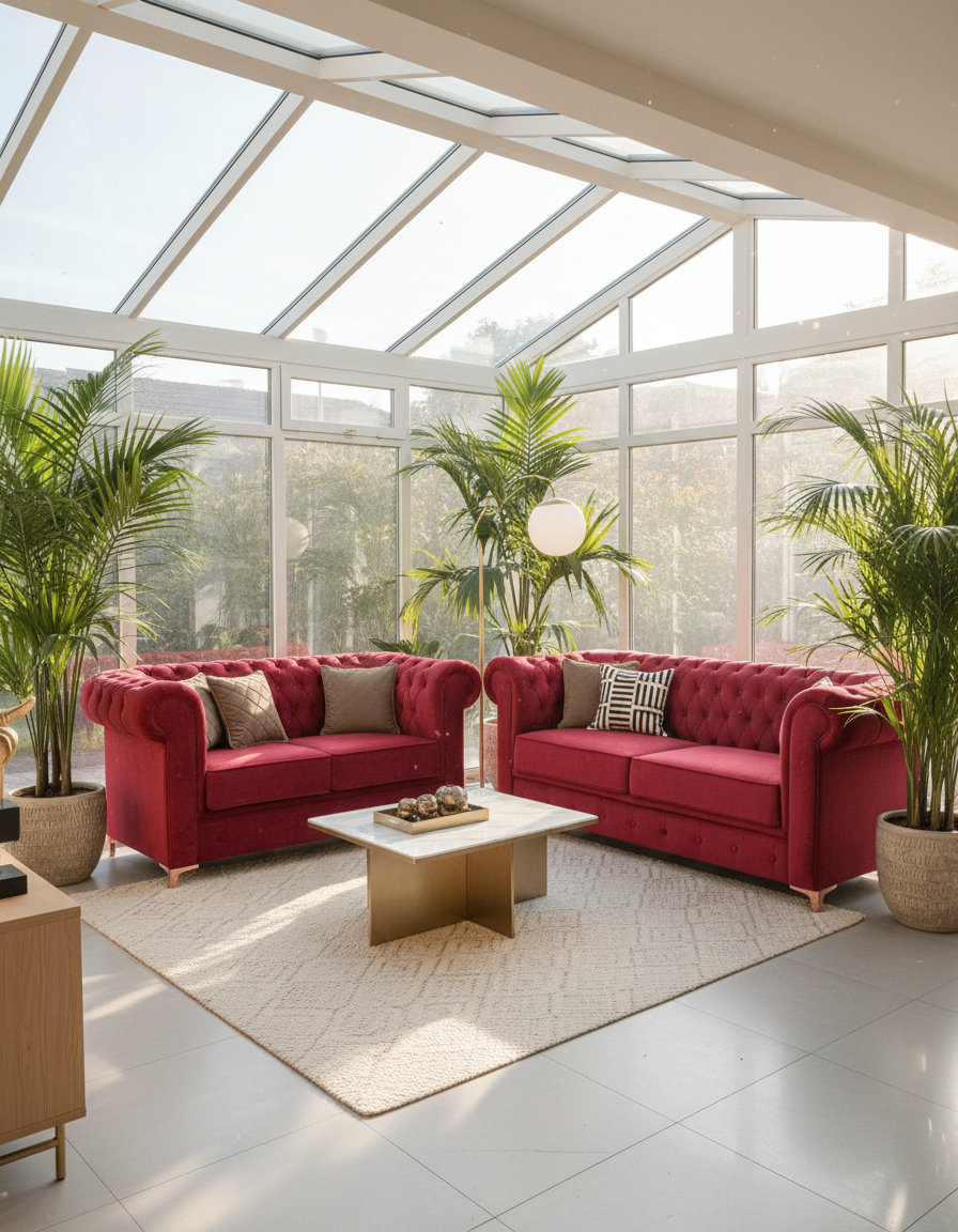 Luxury Red Velvet Sofa