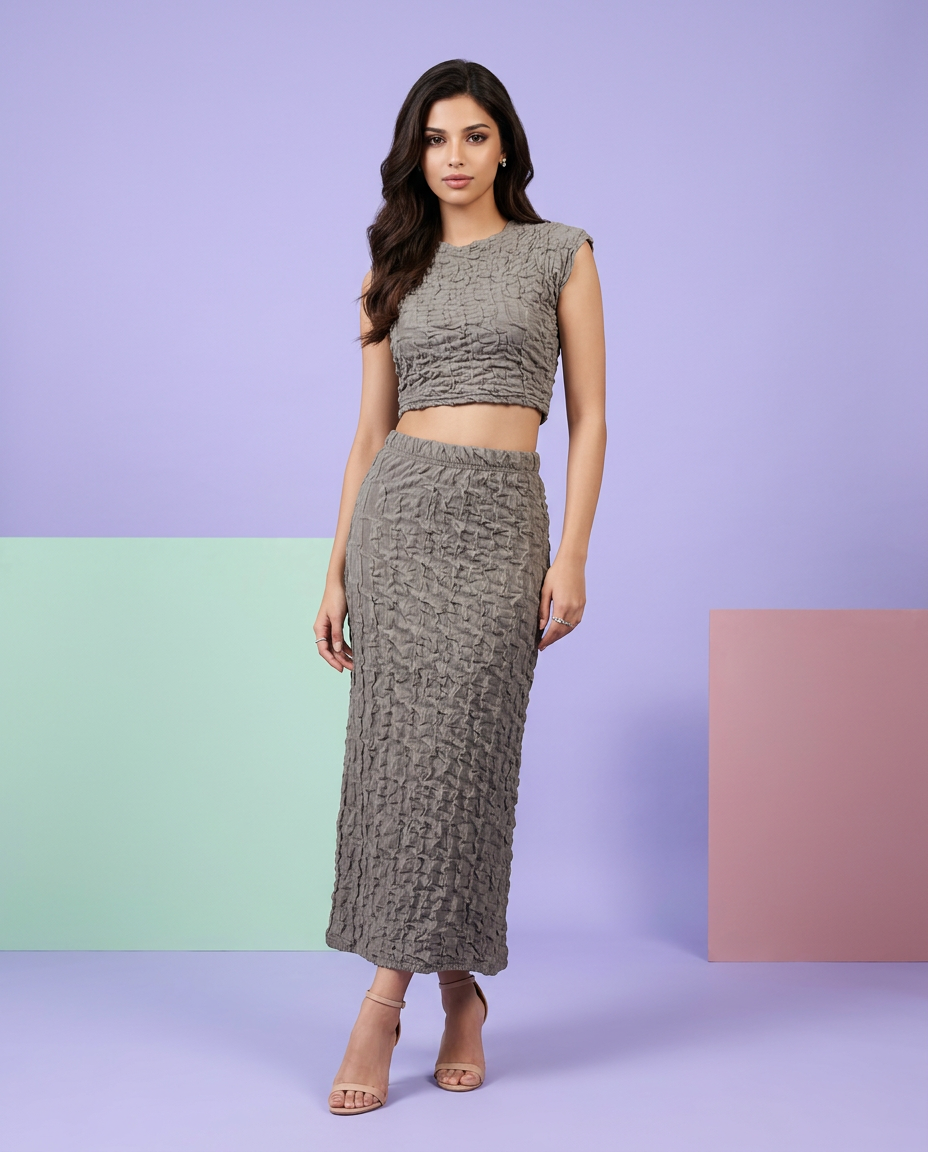 Cropped Top and Midi Skirt Set