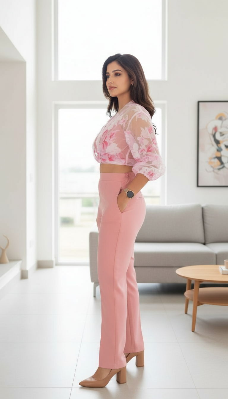Pink Floral Cropped Blazer view 3