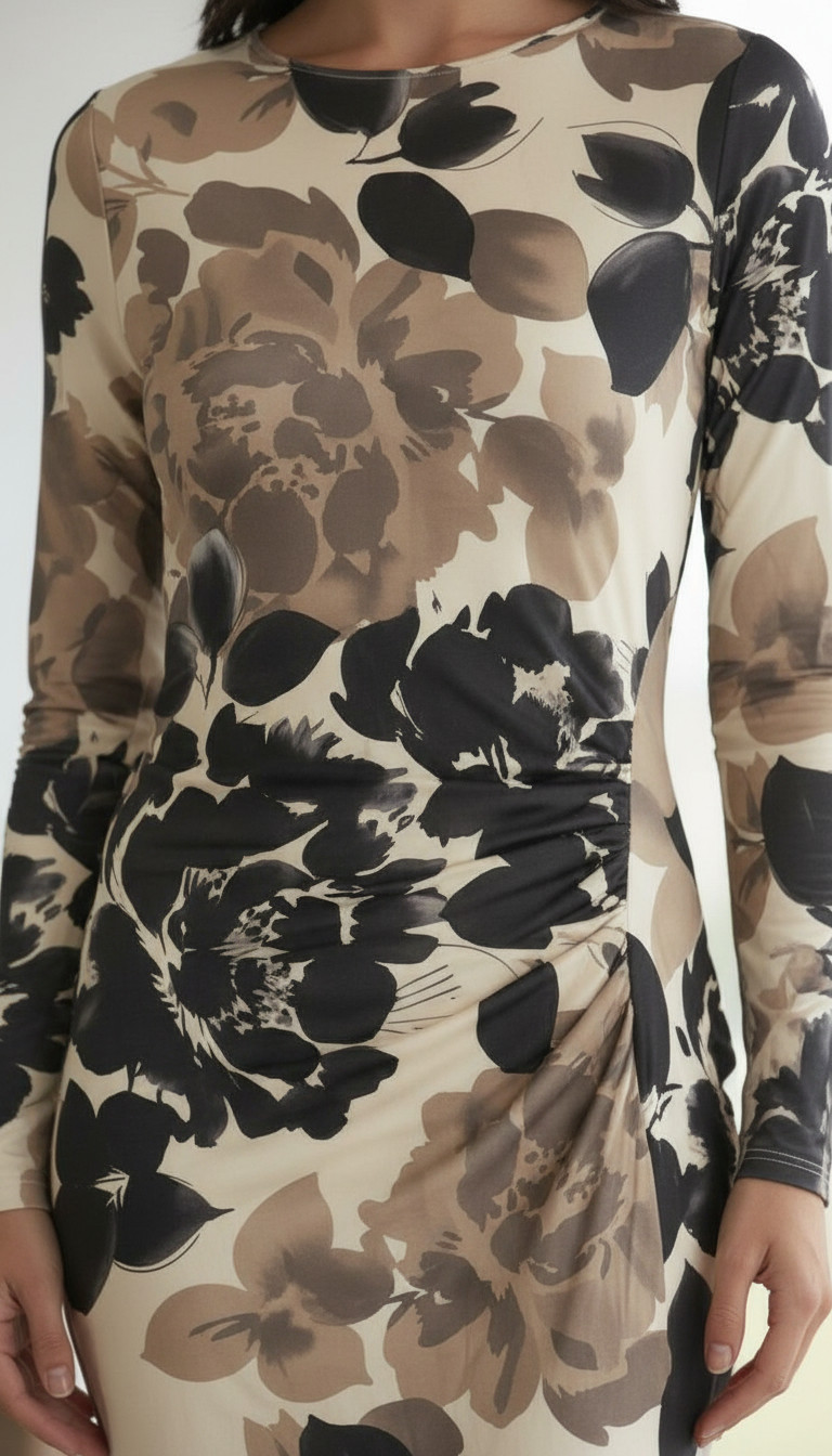 Floral Long Sleeve Midi Dress view 3