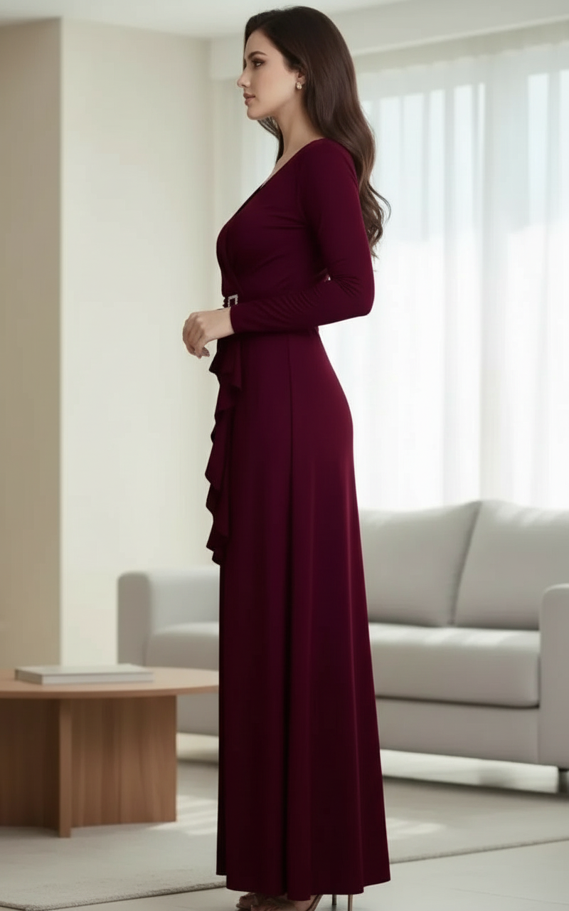 Elegant Burgundy Dress VN-04 view 2