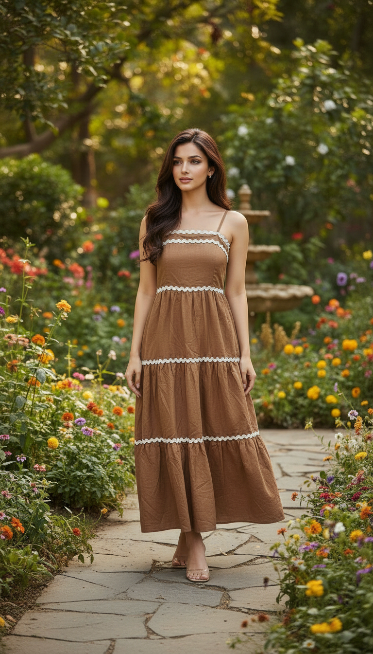 Brown Maxi Dress EL-01 view 5