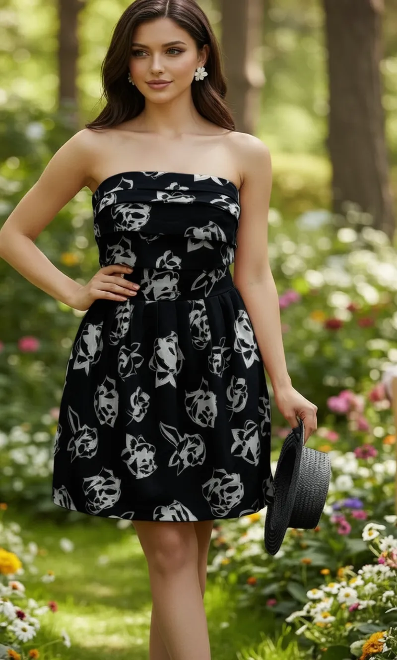 Floral Print Strapless Dress TD-02 view 5
