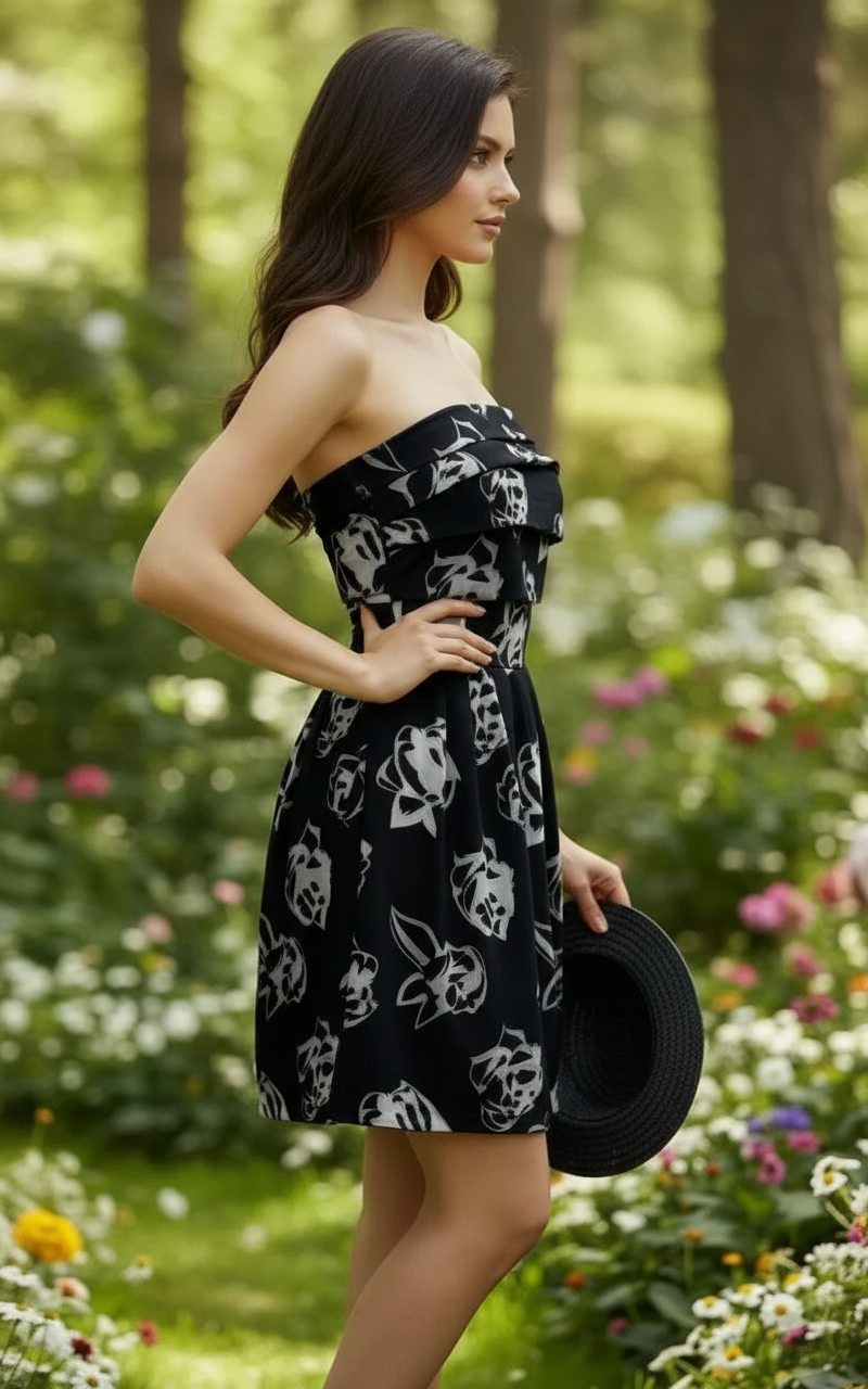 Floral Print Strapless Dress TD-02 view 2