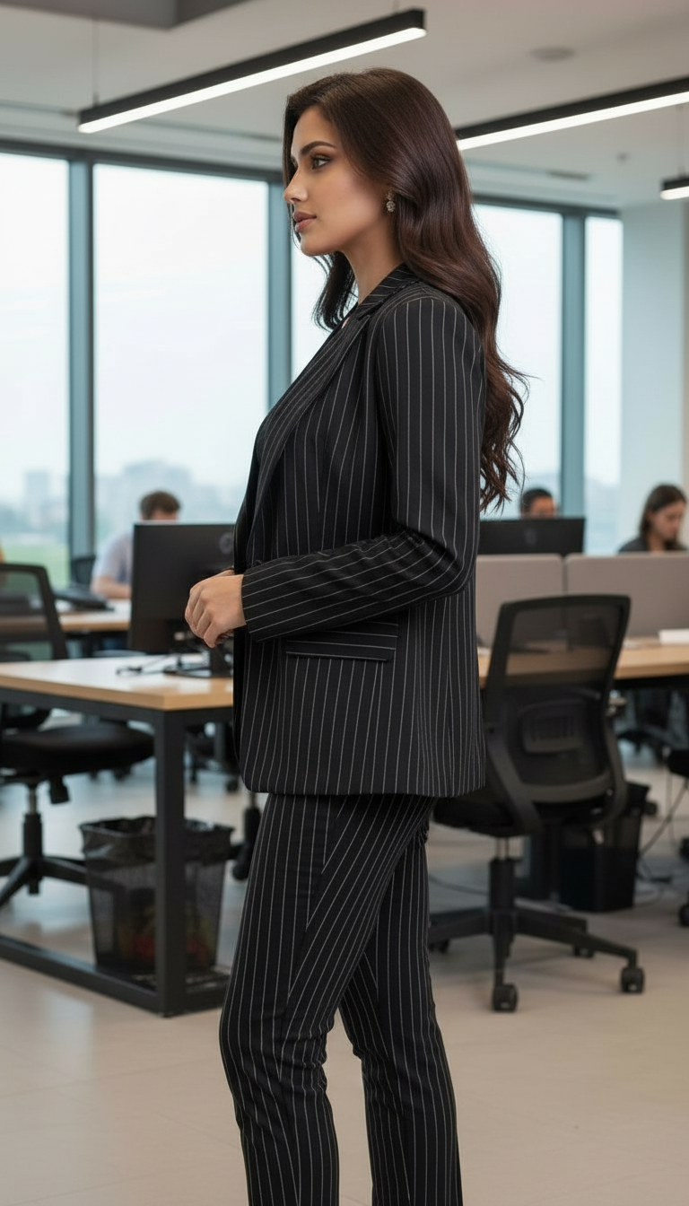 Striped Blazer and Pants Set view 2