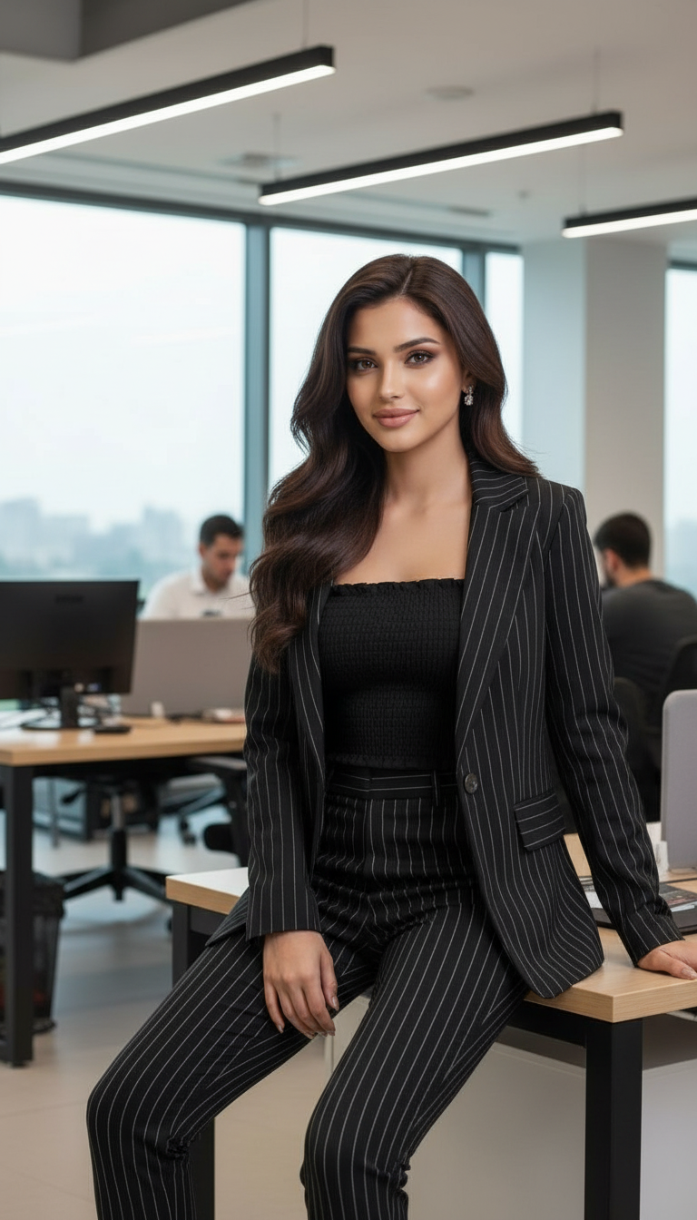 Striped Blazer and Pants Set view 6