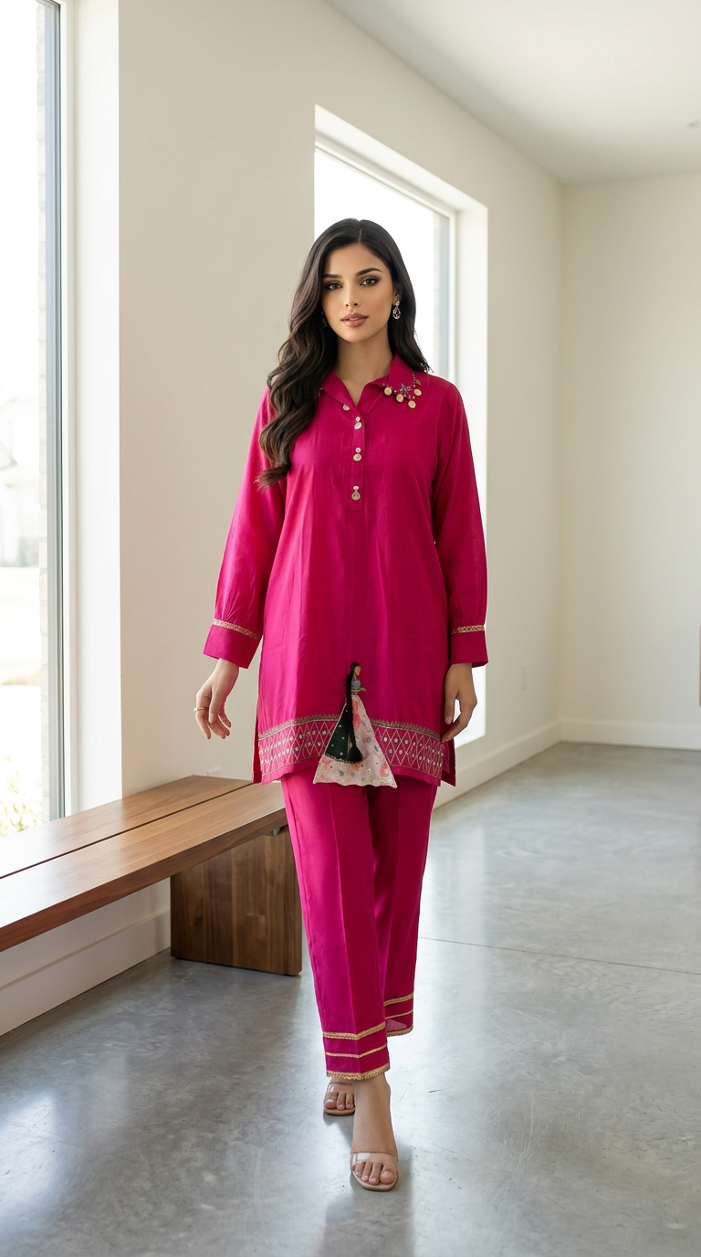 Elegant Pink Kurta Set view 5