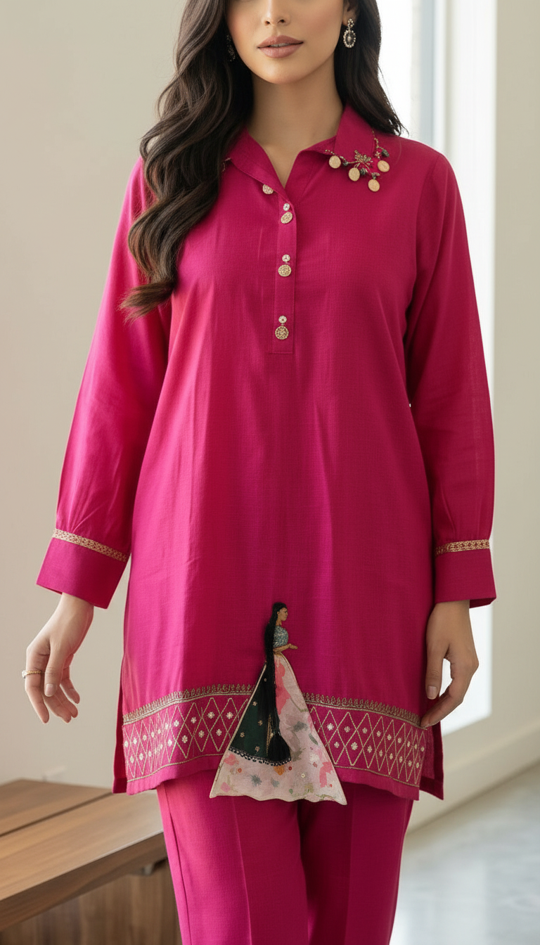 Elegant Pink Kurta Set view 3