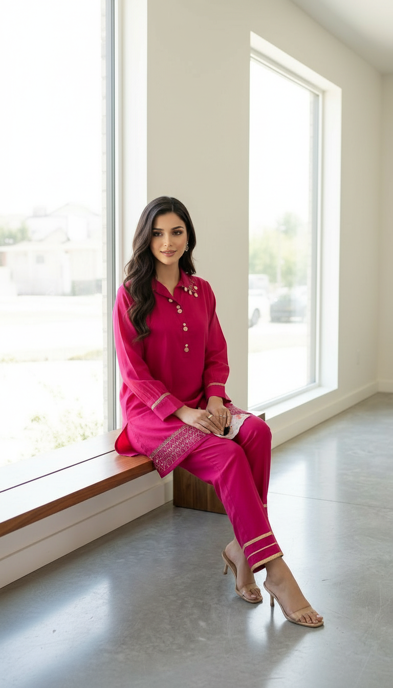 Elegant Pink Kurta Set view 4