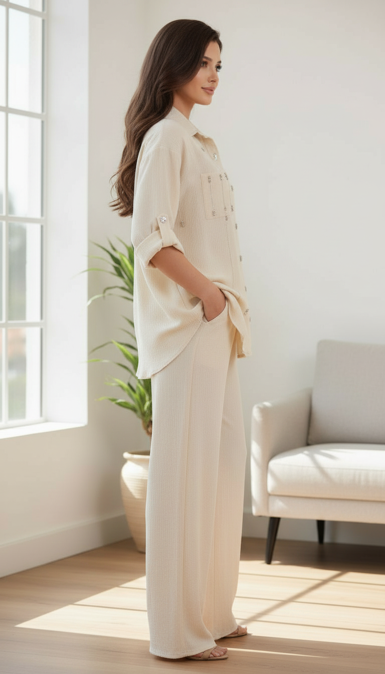 Beige Button-Up Co-Ord Set view 2