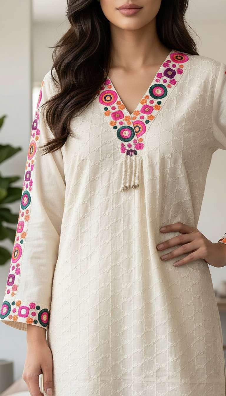 Embroidered Kurta Set view 2