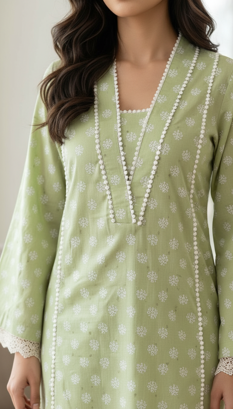 Elegant Green Embroidered Kurta Set view 2