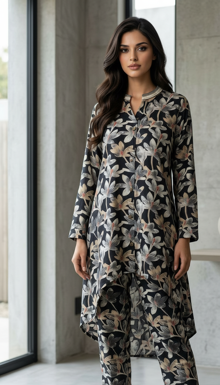 Floral Print Kurta Set view 2