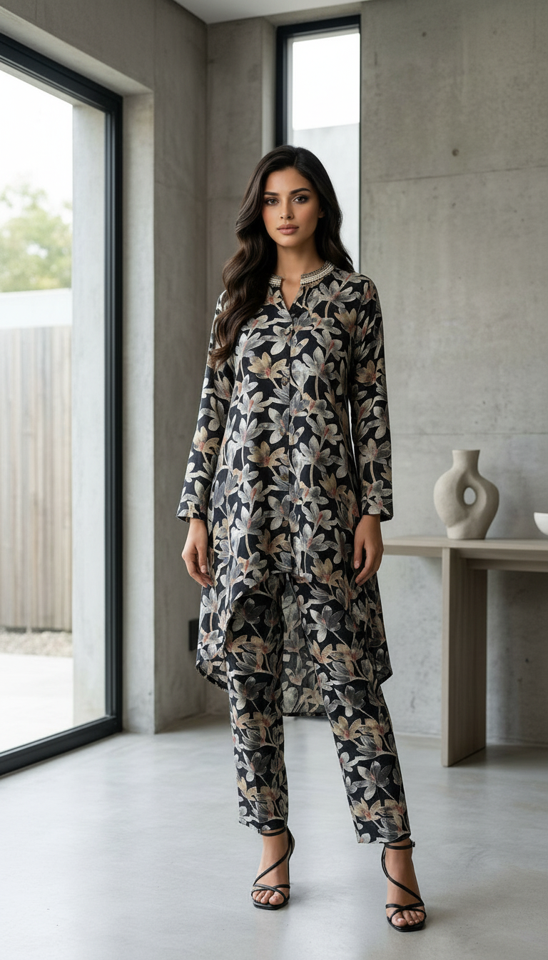 Floral Print Kurta Set view 4