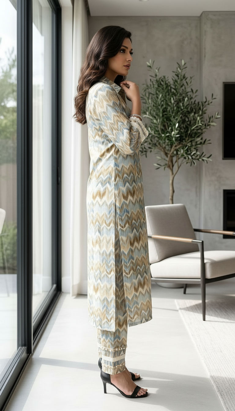 Ethnic Print Kurta Set view 3