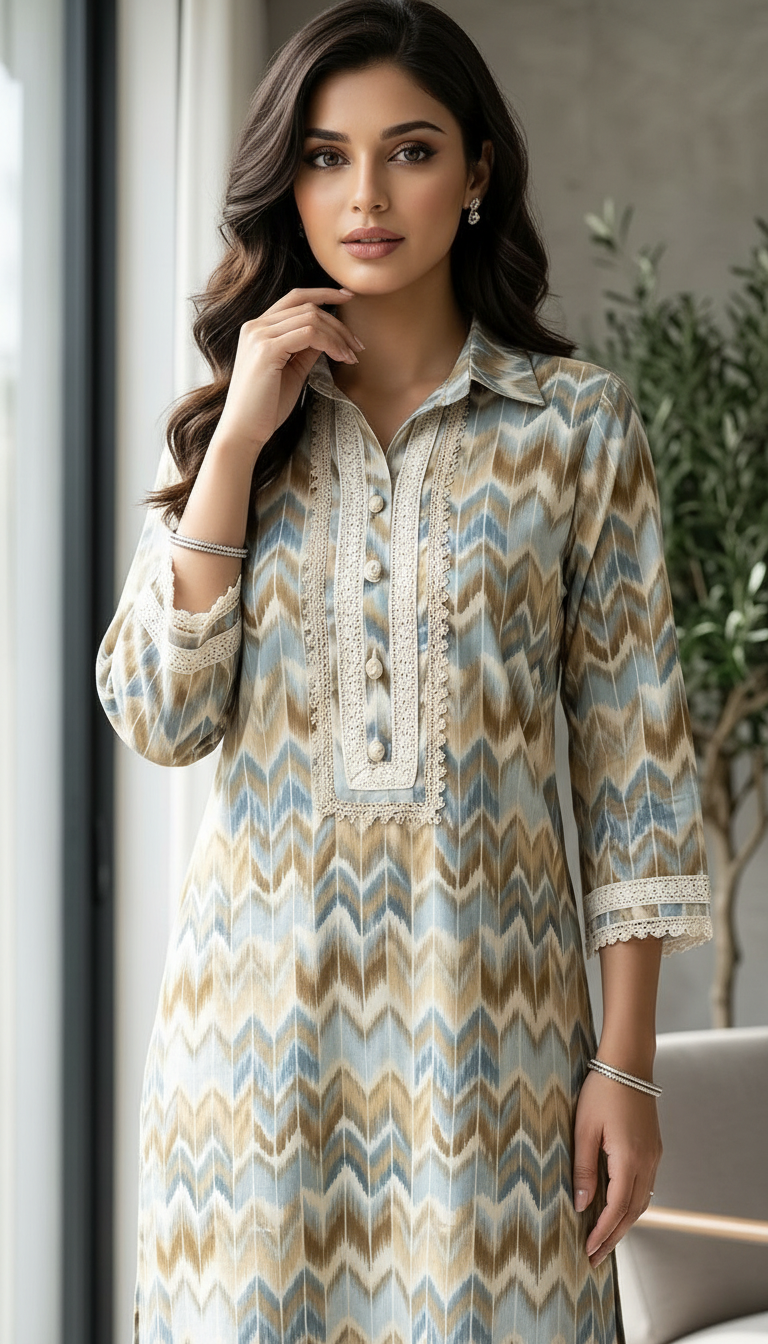 Ethnic Print Kurta Set view 2