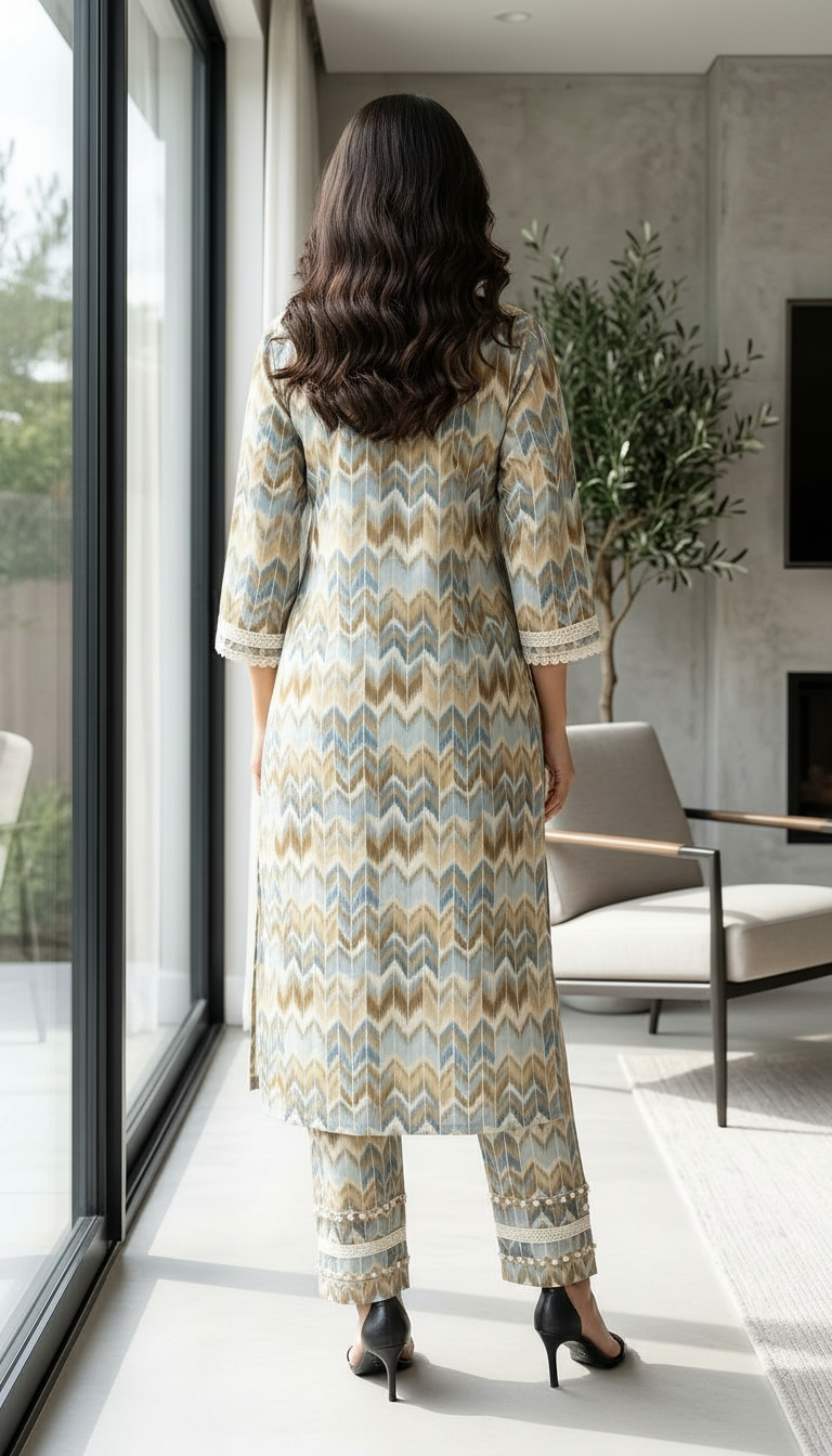 Ethnic Print Kurta Set view 5