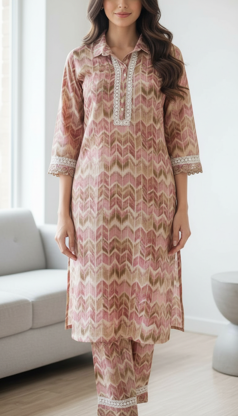 Embroidered Muslin Cotton Kurta Set view 2