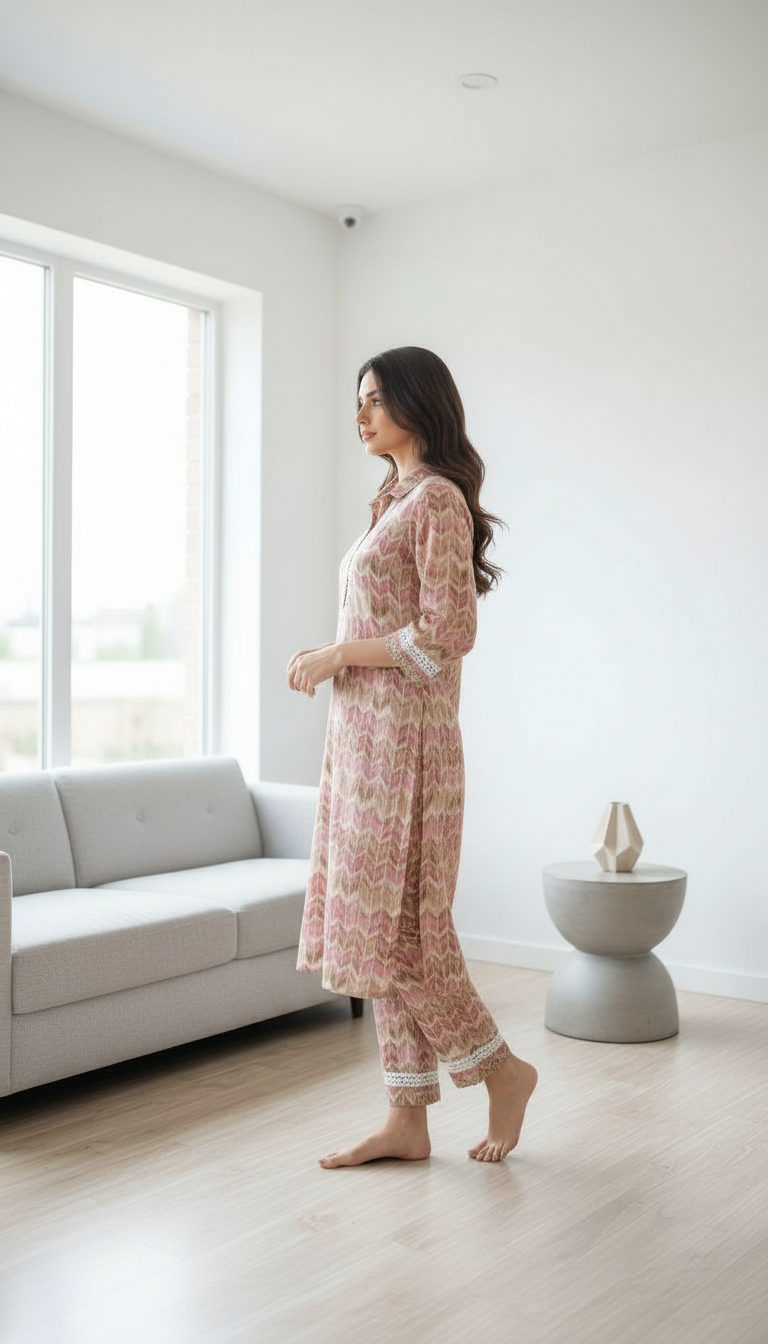 Embroidered Muslin Cotton Kurta Set view 3