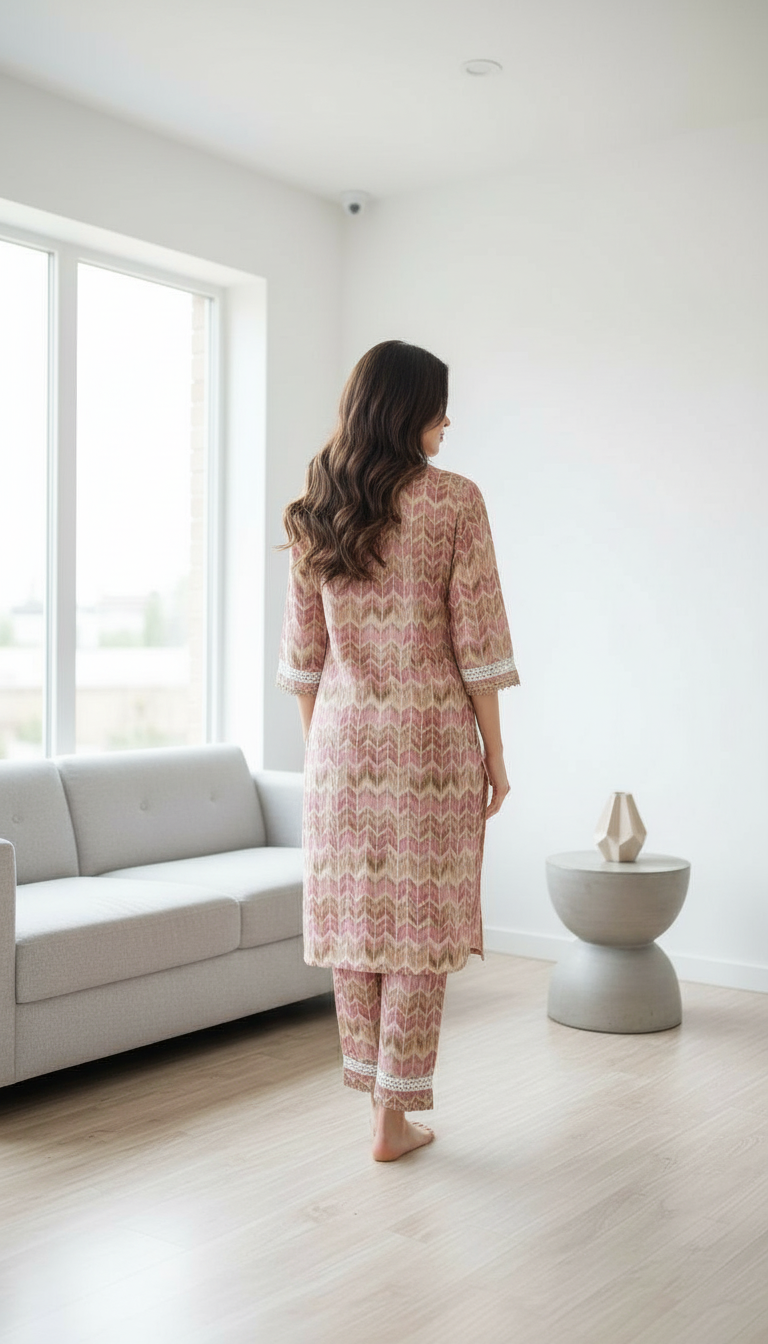 Embroidered Muslin Cotton Kurta Set view 4