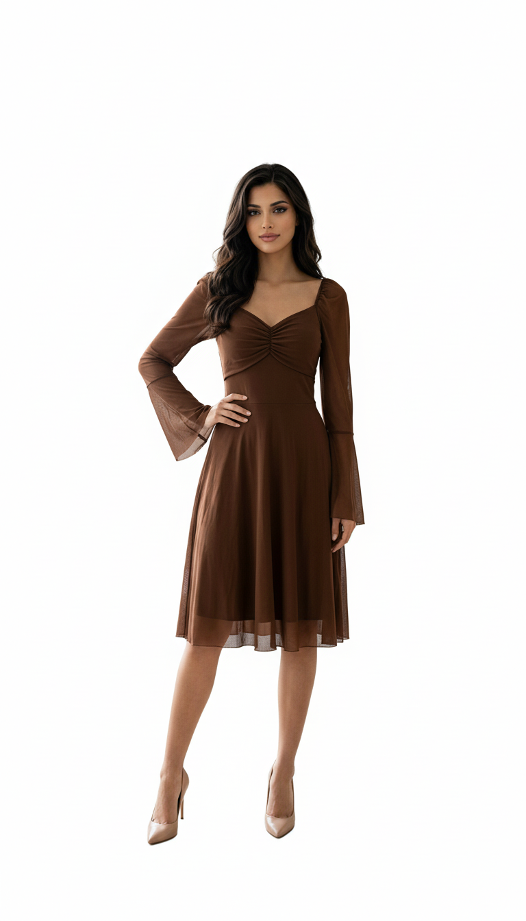 Elegant Brown Midi Dress view 4