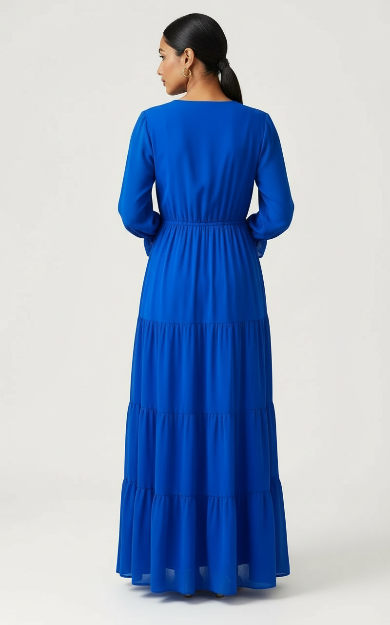 Tiered Blue Maxi Dress view 4