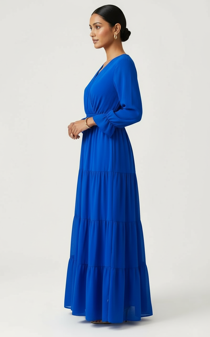 Tiered Blue Maxi Dress view 3