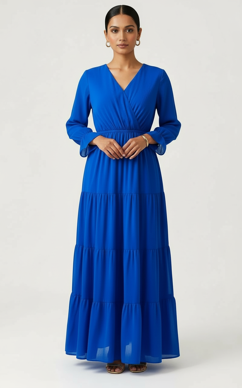Tiered Blue Maxi Dress view 5