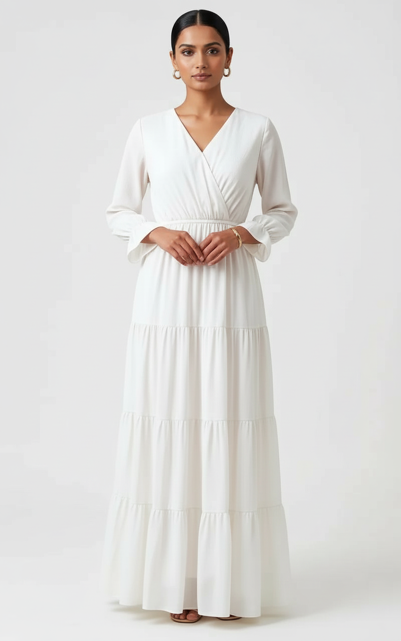 Georgette White Maxi Dress