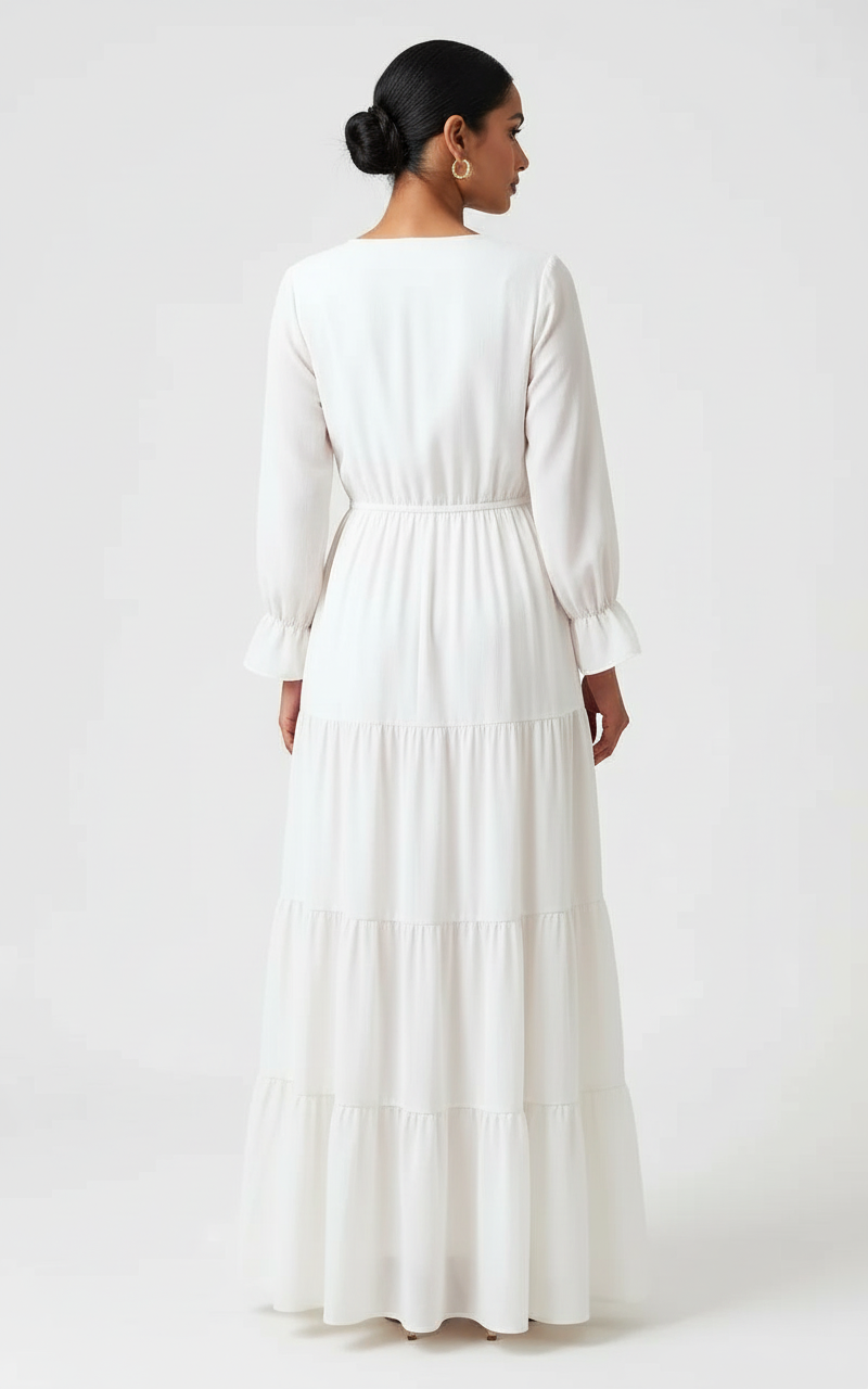 Georgette White Maxi Dress view 4