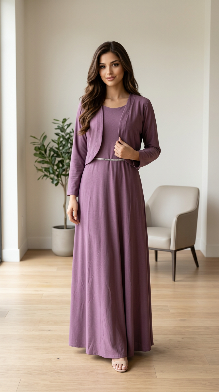 Elegant Lavender Long Dress view 6