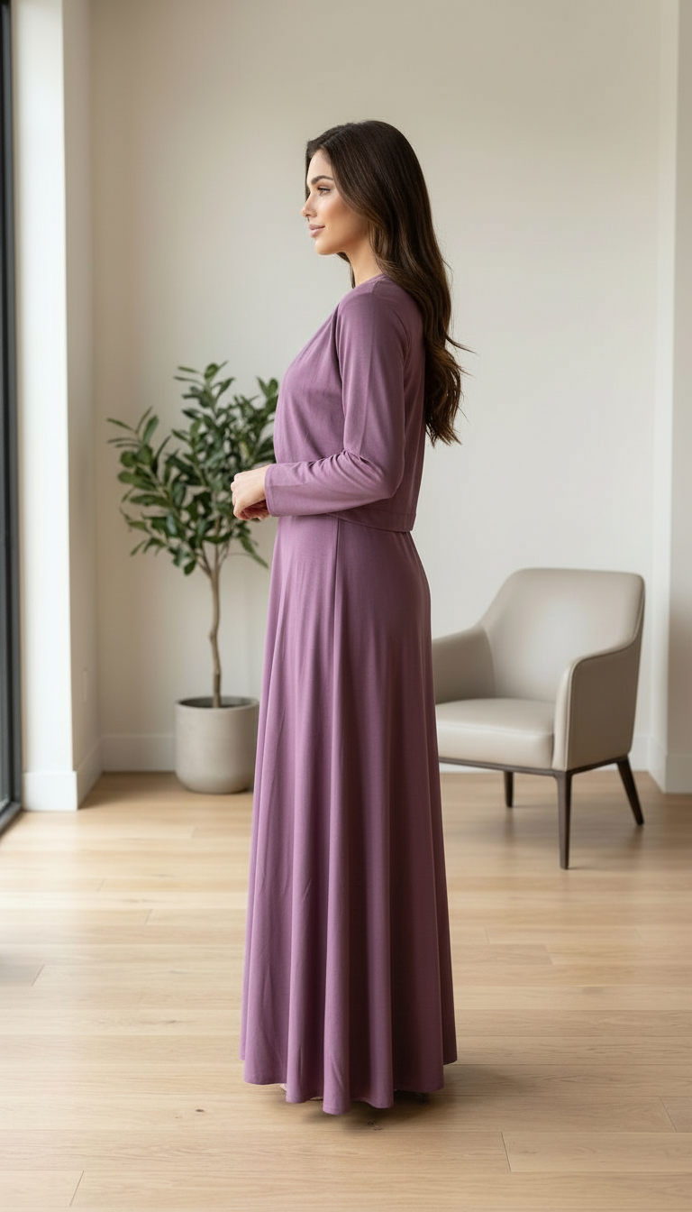 Elegant Lavender Long Dress view 3