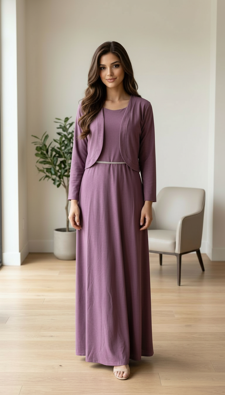 Elegant Lavender Long Dress view 5