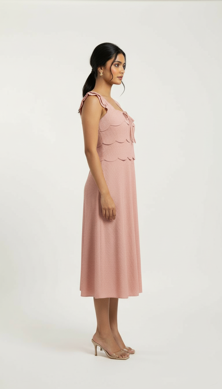 Elegant Scallop Midi Dress view 2