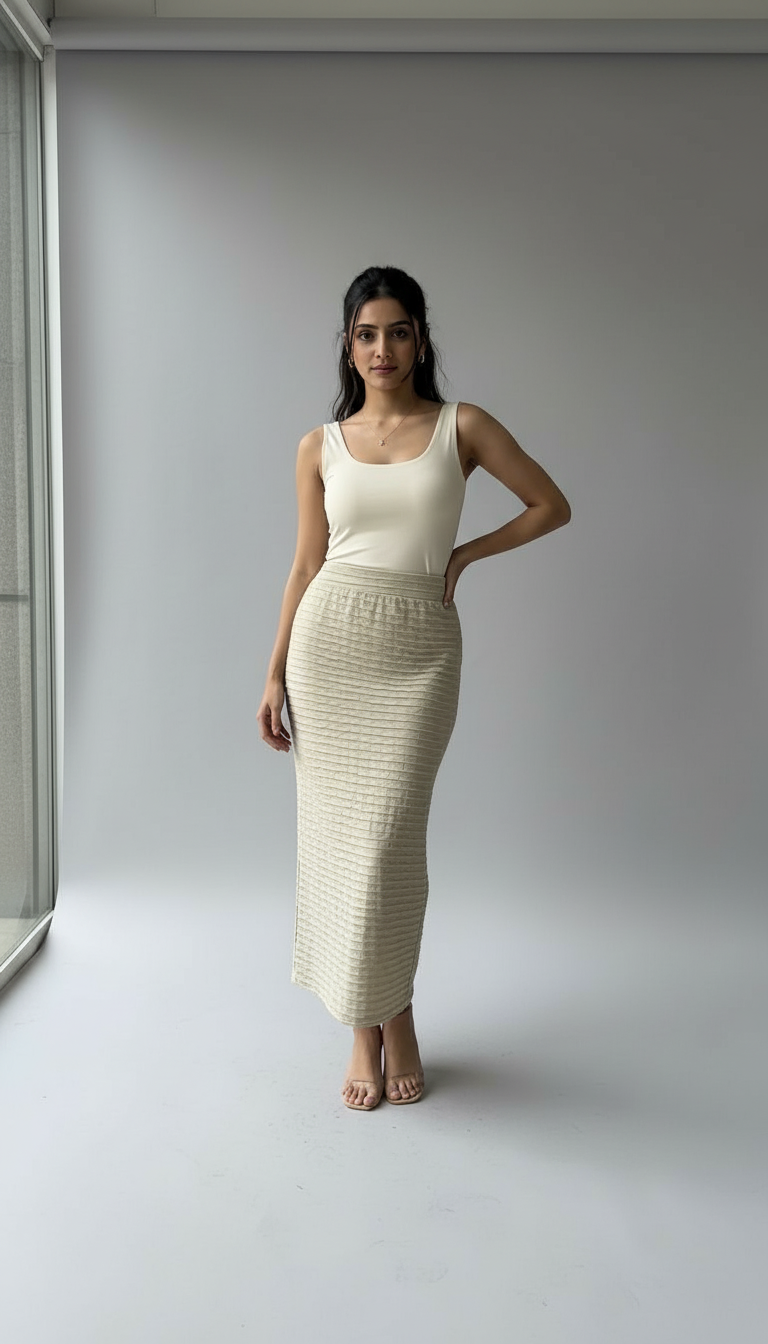 Casual Long Skirt Beidge view 3