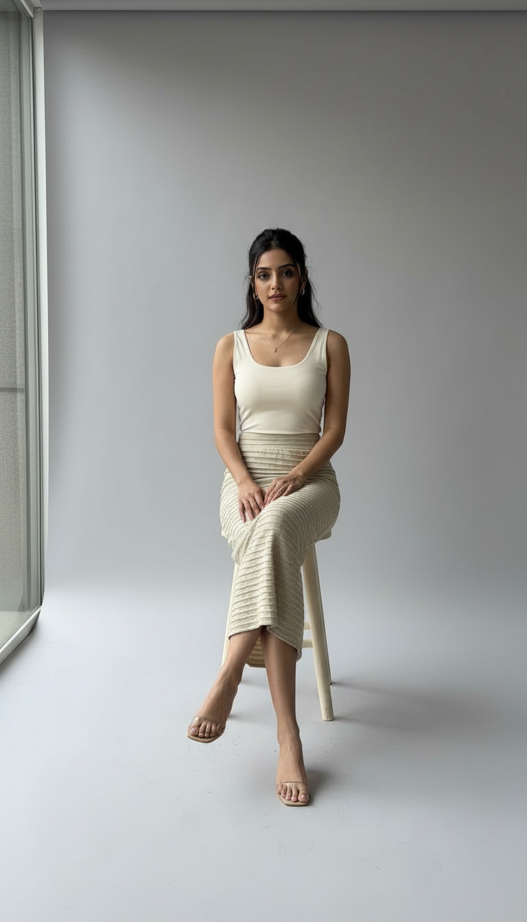 Casual Long Skirt Beidge view 5