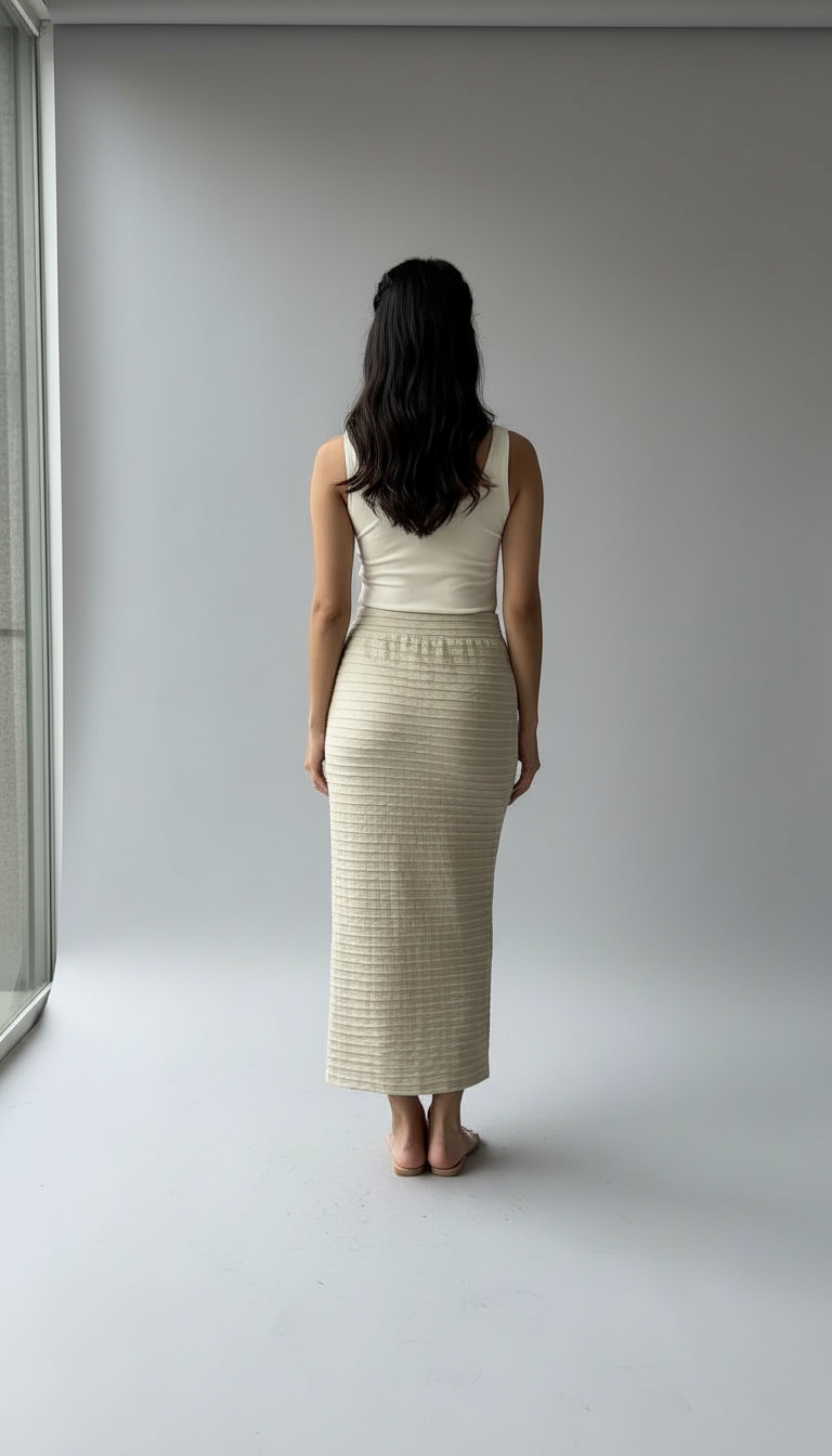 Casual Long Skirt Beidge view 4
