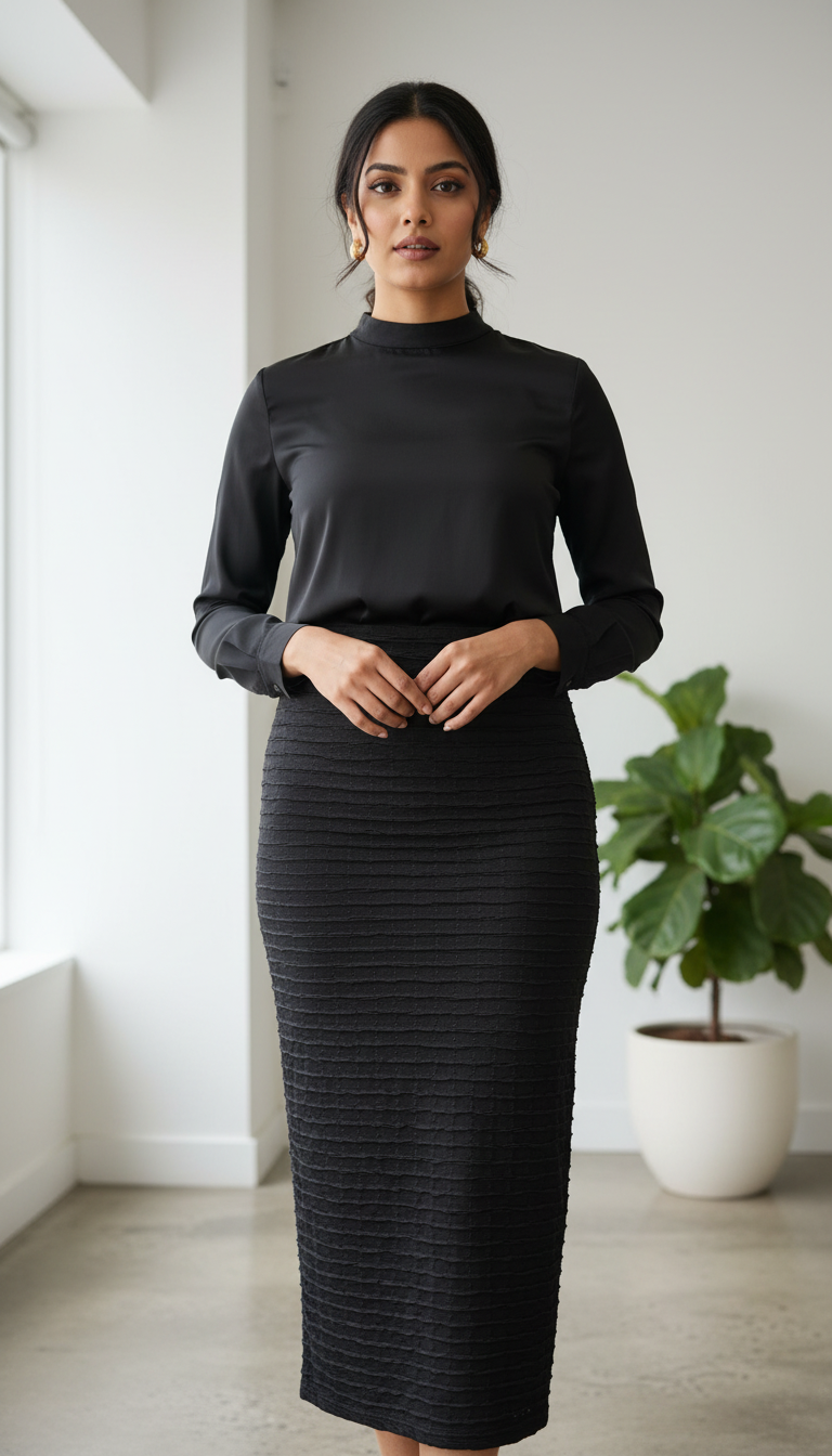 Casual Long Black Skirt view 4