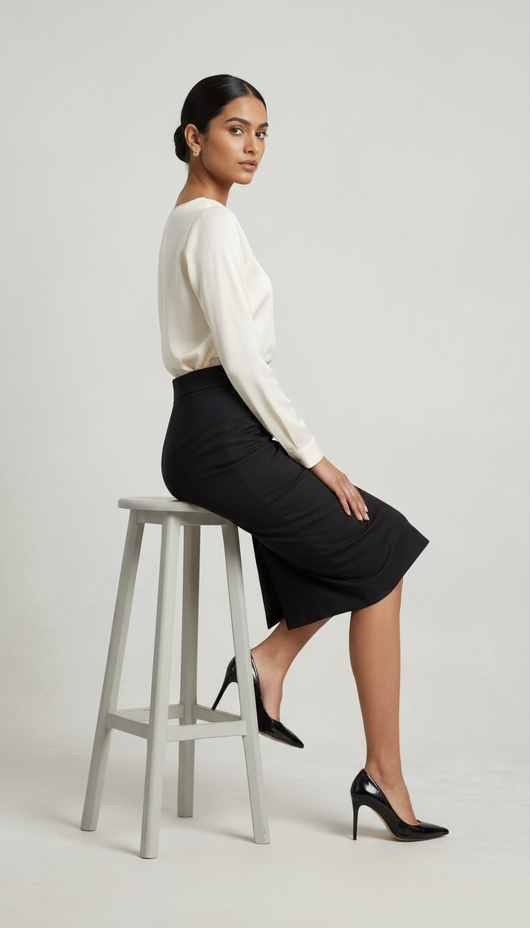 Knee Length Formal Black Skirt view 4