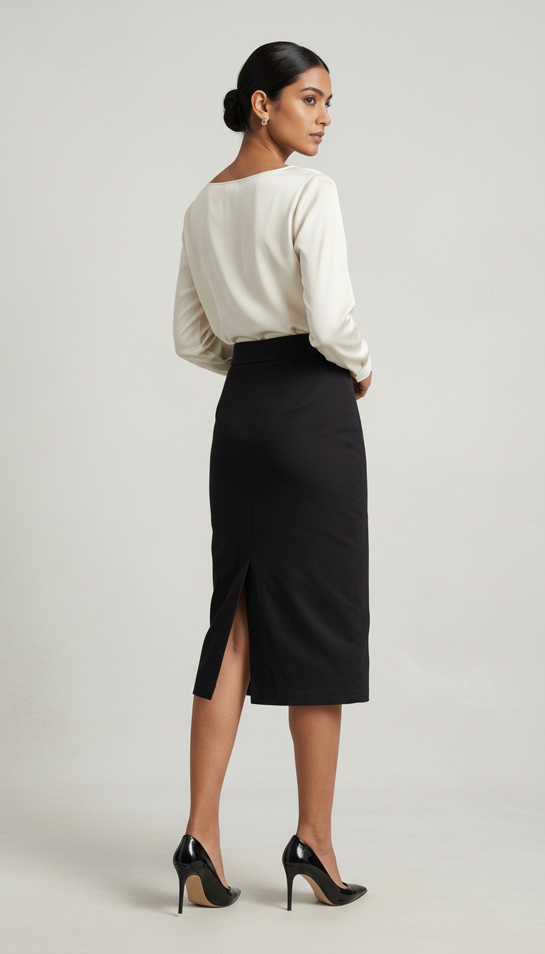 Knee Length Formal Black Skirt view 3