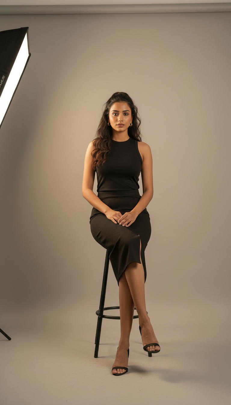 Formal Black Long Skirt Side Slit view 4