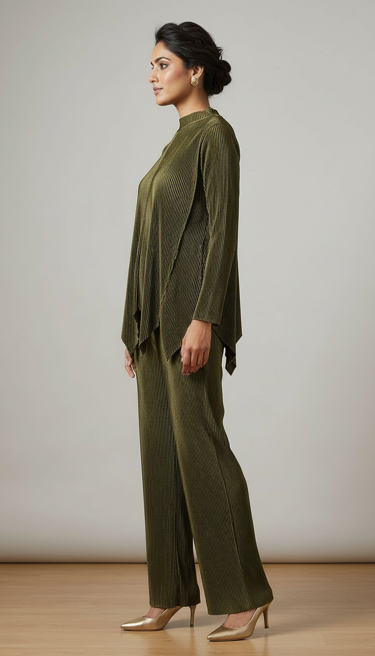Olive Wrinkle Co-Ord Set view 2