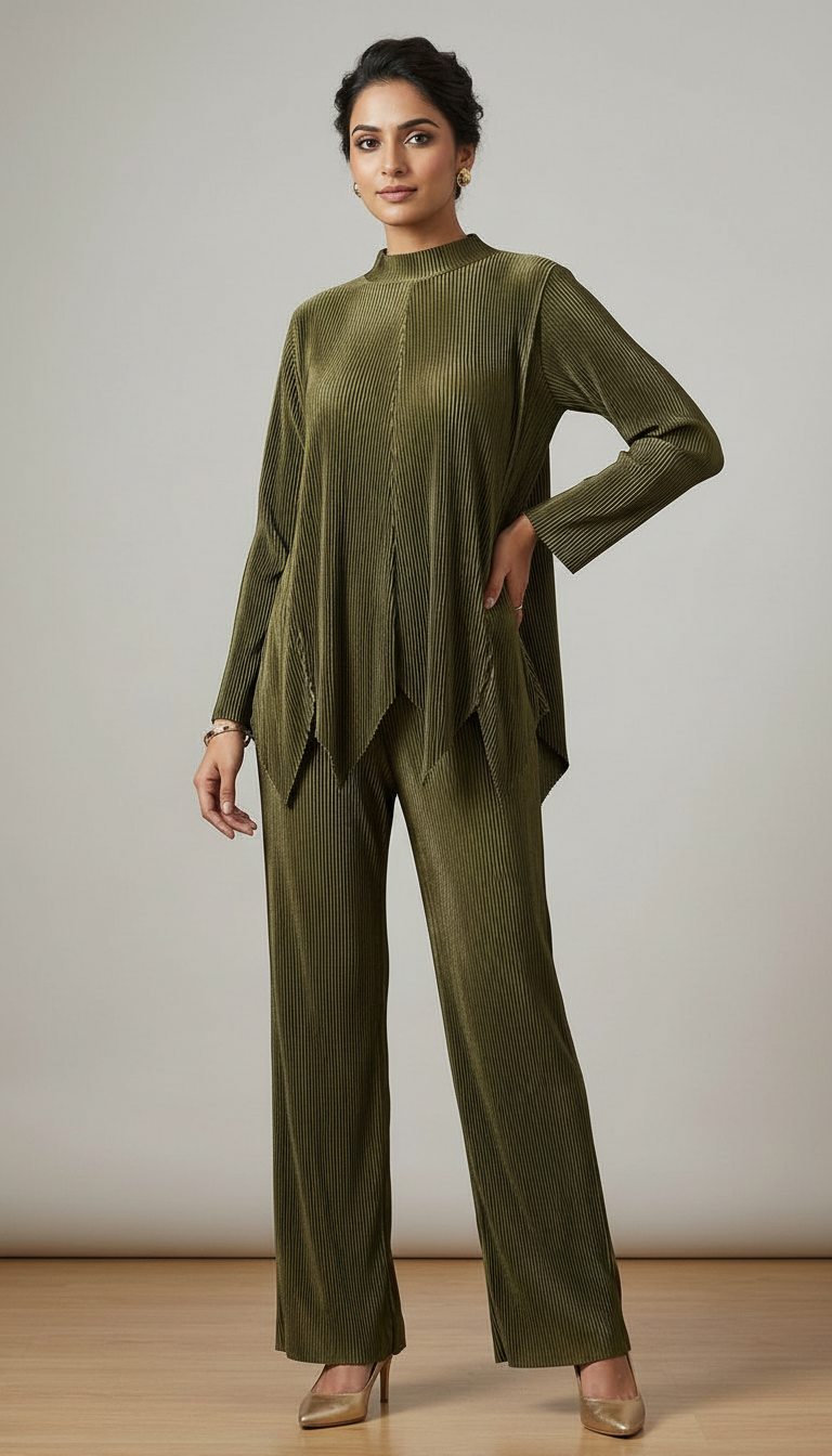 Olive Wrinkle Co-Ord Set view 4
