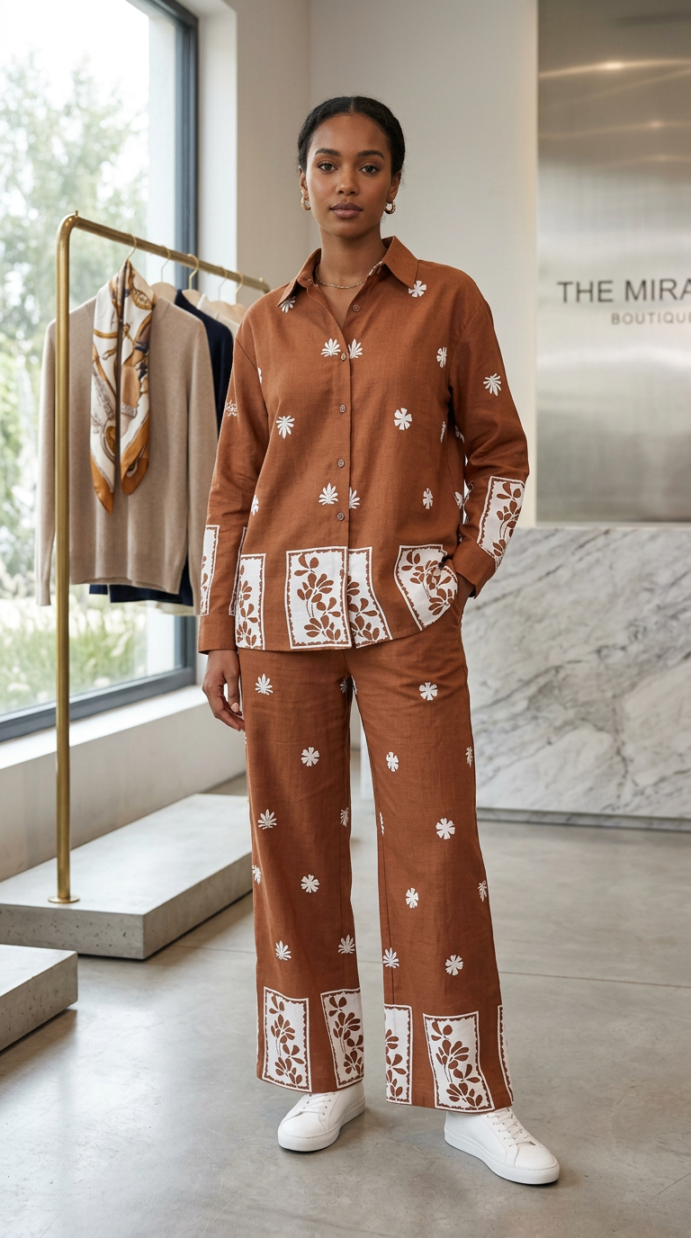 Brown Floral Print Set view 5