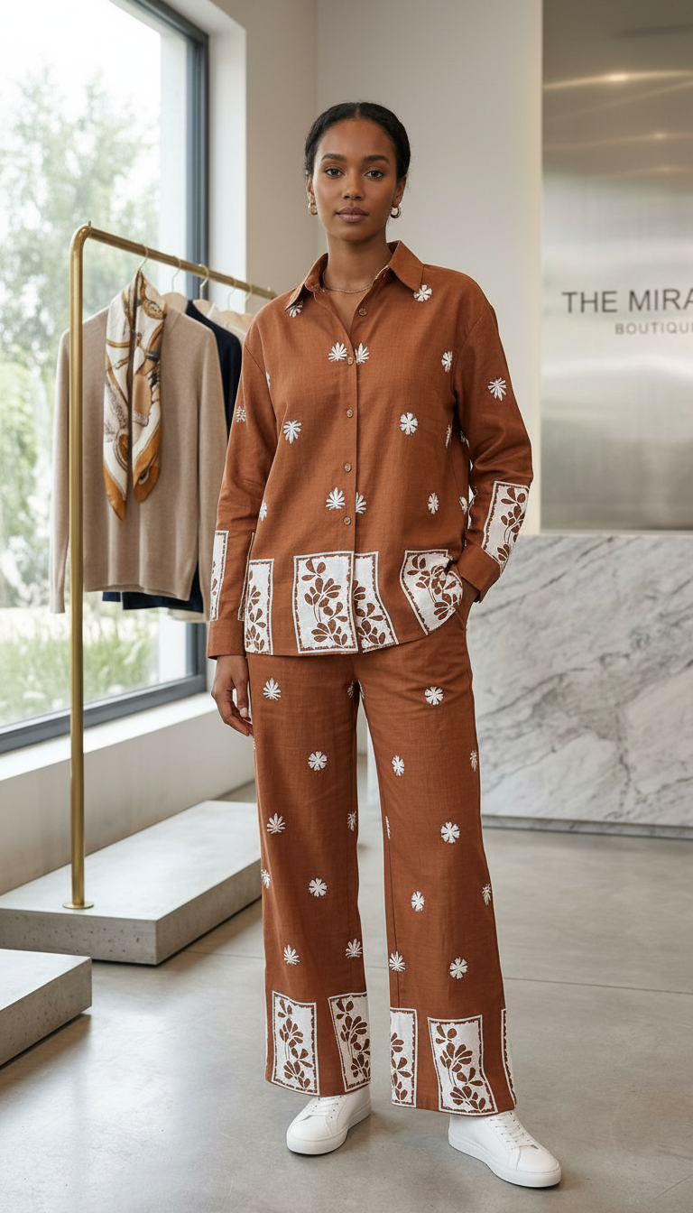 Brown Floral Print Set view 4